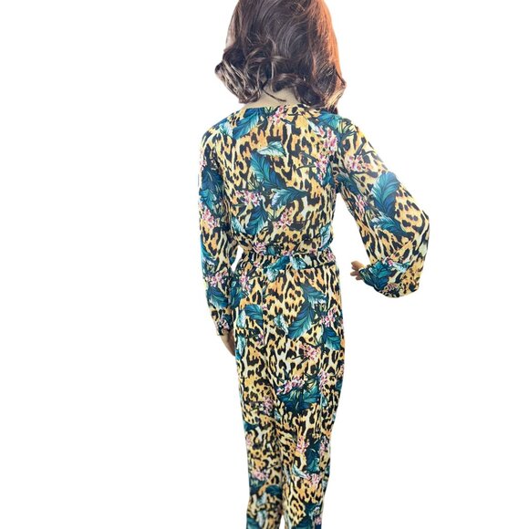 boohoo tropical‎ animal print cut-out beach jumpsuit Size Small - Picture 5 of 11